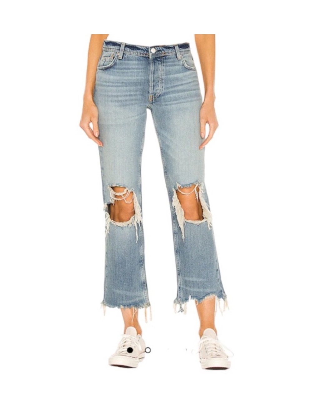 Free People We The Free Maggie Distressed Straight Leg Cropped Jeans NWT 24